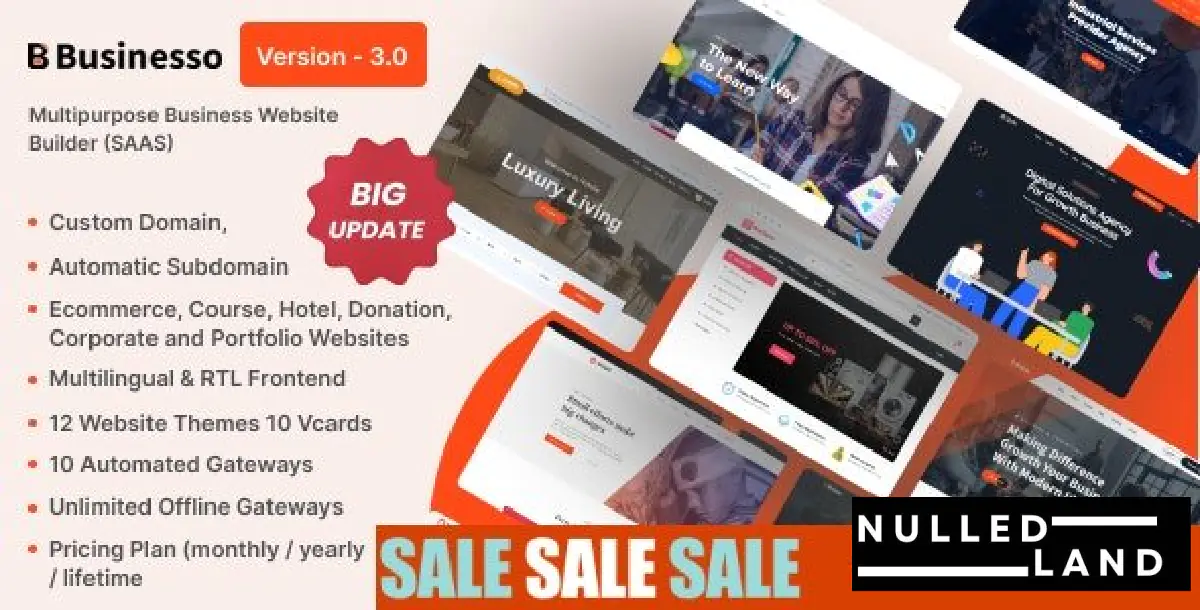 Businesso v3.5 - Business Website Builder SAAS (Multitenancy) - nulled