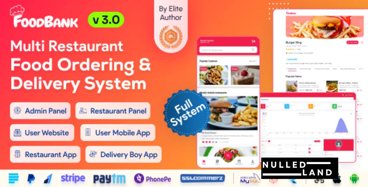 FoodBank Multi Restaurant v3.0 - Restaurant App with Admin & Restaurant Panel - nulled