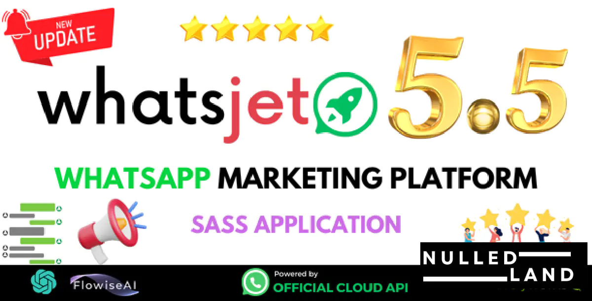 WhatsJet SaaS v5.5.1 - A WhatsApp Marketing Platform with Bulk Sending, Campaigns, Chat Bots & CRM