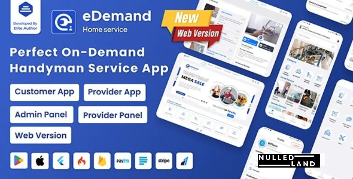 eDemand v2.9.0 - Multi Vendor On Demand Handy Services - nulled