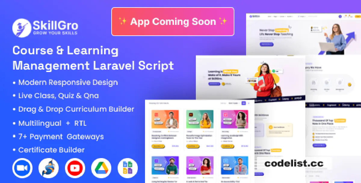 SkillGro v1.6.0 - Course & Learning Management System Laravel Script (LMS)